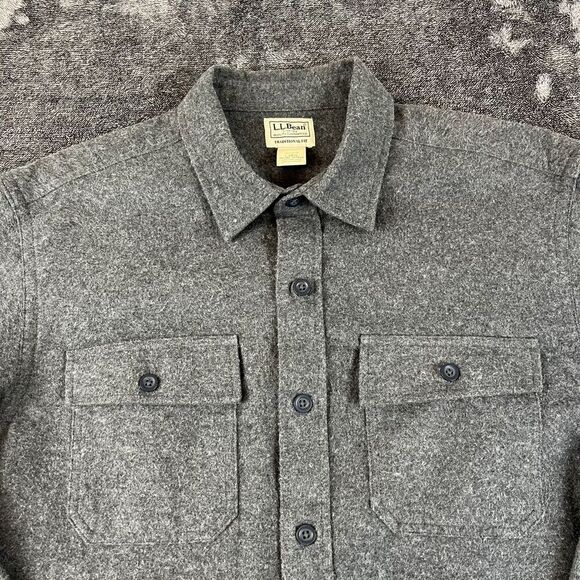 LL Bean Men's Shacket L Regular Gray Long Sleeve Button Up Gorpcore Pockets - Picture 2 of 12